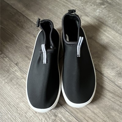 Lands' End Women's Black Slip On Athletic Sneakers Striped Pull Tab
