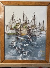 DUFOUR (Bernard), Huile sur toile Les Chalutiers XXème