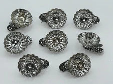 8 Vintage Shiny Silver Color Pinecone Candle Holder Christmas Tree Clips