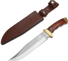 Mossy Oak 14-Inch Bowie Knife, Full-Tang Fixed Blade, Wood Handle Hunting Knife