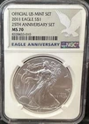 2011 SILVER EAGLE NGC MS70 25TH ANNIVERSARY SET Label