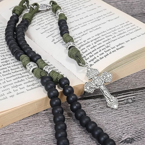 Rosario de San Miguel Paracord resistente collar de cordón con cuentas crucifijo de perdón católico - Imagen 3 de 6