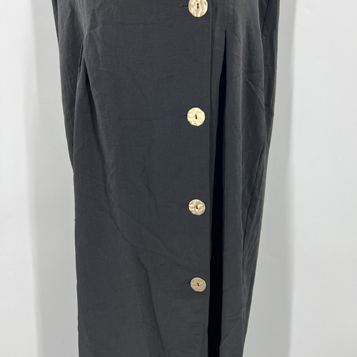 TopShop Womens Long Black Dress Sleeveless Buttoned Size 8 - Afbeelding 4 van 18