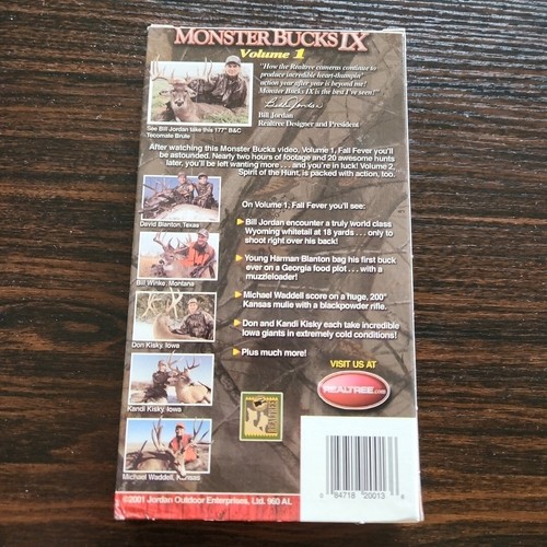 Bill Jordan Realtree Monster Bucks IX Volume 1 Fall Fever VHS, 2001, BUY 2 GET 1 - Picture 2 of 4