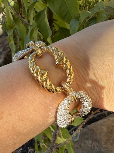 QVC Isaac Mizrahi Live! Bold BIG Pave' Rhinestone Link 7.75" Bracelet - Picture 7 of 8