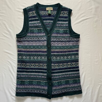 Vintage 80s/90s LL Bean Wool Knit Sweater Vest Size M Made in USA 