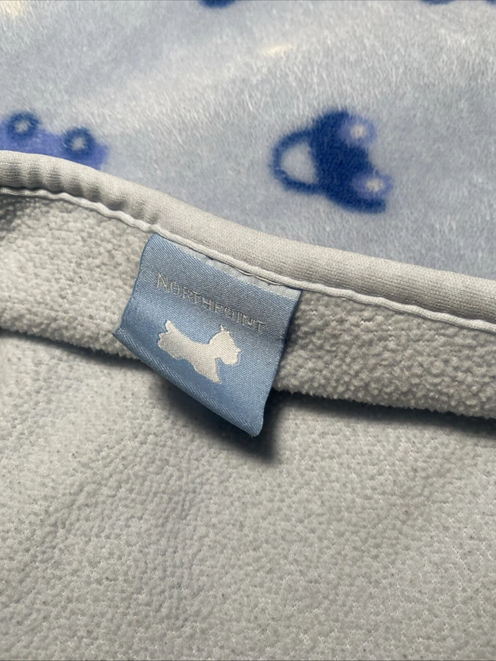 Northpoint 蓝色婴儿毯汽车白色圆点圆形双面羊毛 Lovey — 第 3/4 张图片