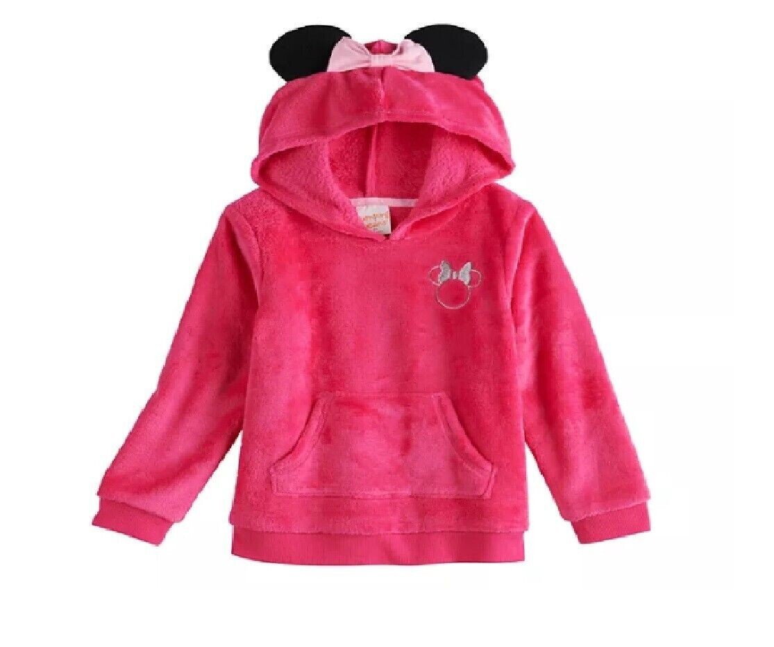 NWT Disney's Minnie Mouse Toddler Girl Plush Tunic Hoodie Jumping