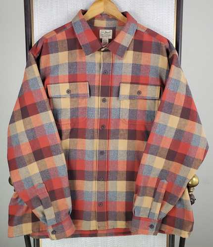 L.L. BEAN Size 2XL Mens Thick Flannel Button Front Sport Shirt Checkers Cotton - Picture 4 of 13