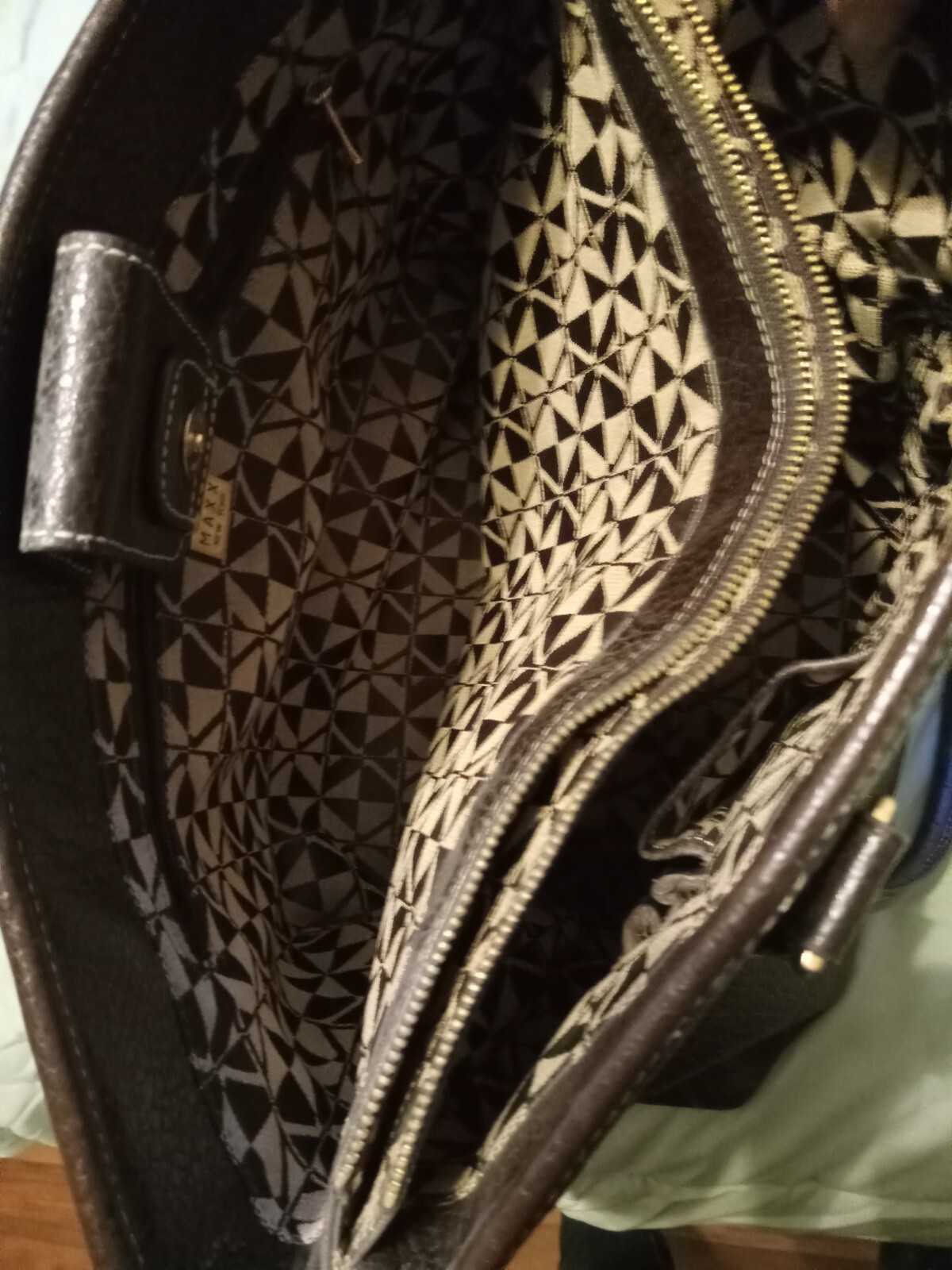 MAXX NEW YORK LARGE PEBBLED LEATHER DARK BROWN HANDBAG - Gem