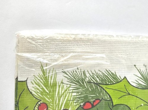 Vtg Hallmark Paper Tablecloth Christmas Green Bridge Cover 44in Ephemera - Picture 4 of 5
