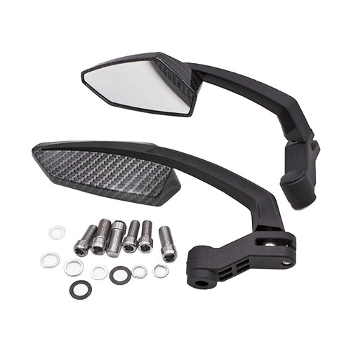 2pcs 8/10mm Wing Side Mirrors Rearview For Universal Motorcycle Scooter Black - Picture 9 of 12