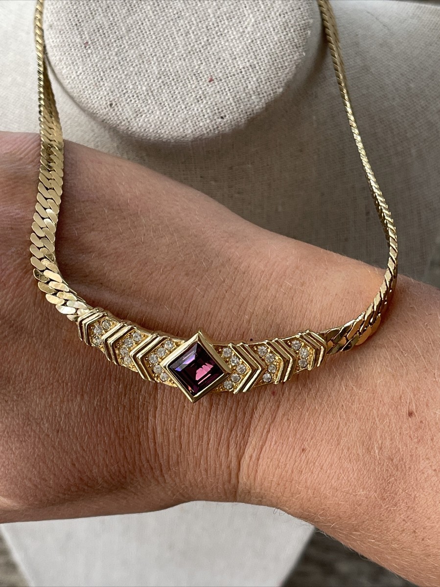 Christian Dior Vintage Necklace Purple Crystal | eBay