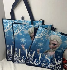 Set of 2 Disney Frozen Elsa Ice Queen Reusable Shopper Totes Gift Bags Poly
