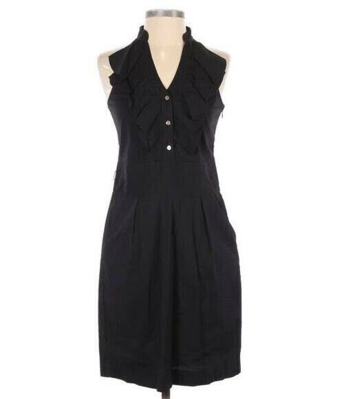 Express Design Studio Ruffle Button Neckline Blac… - image 2