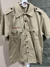Boy Scout BSA UNIFORM SHIRT Mens Large Short Sleeve Tan H85