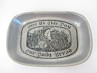 Vtg Wilton Columbia Give Us This Day Our Daily Bread Dish Plate Serving Tray