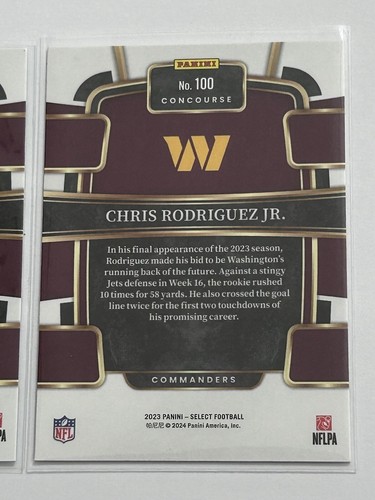 Washington Commanders 2023-24 Select Rookie RC Lot of 2 Rodriguez Jr Andre Jones - Afbeelding 15 van 15