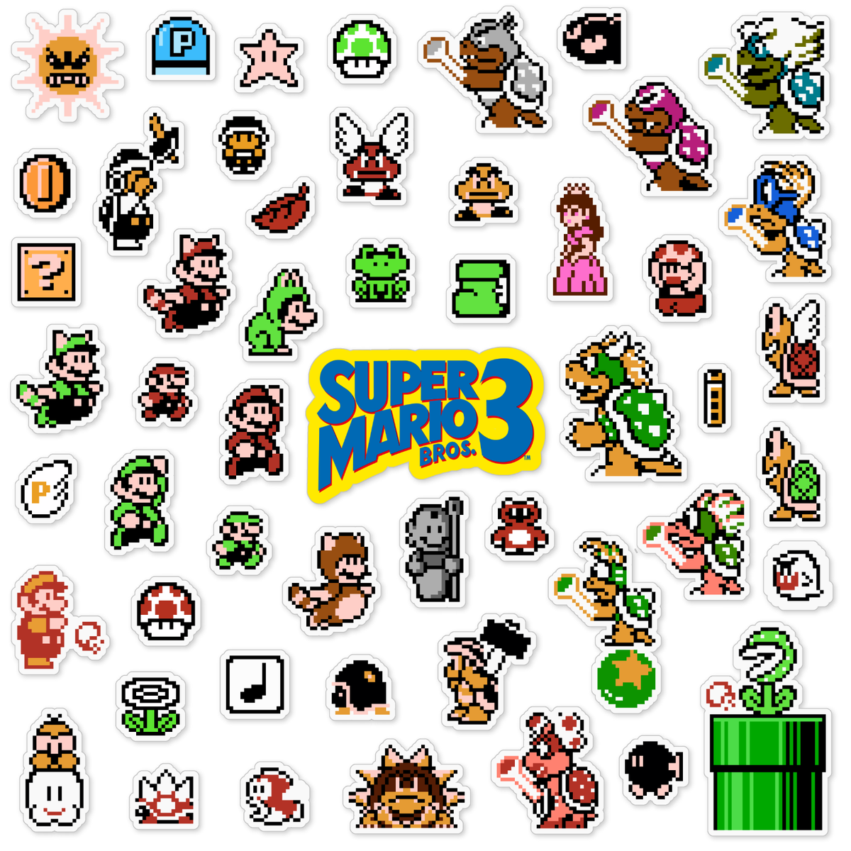 Super Mario Bros 3 Stickers SMB 3 Nintendo NES Pixel Art 52 