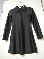 Women Black Dress Long Sleeve Nylon & Spandex Mini Skirt Sweater Tunic Size F