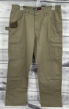 WRANGLER RIGGS WORKWEAR DOUBLE KNEE RIPSTOP CARGO PANTS Men's Size 38 X 30 KHAKI