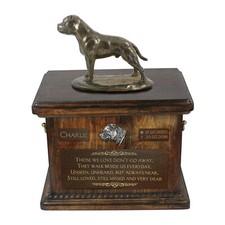 Staffordshire Bull Terrier, Staffy - urn for dog ashes, urn with a statuette, pe
