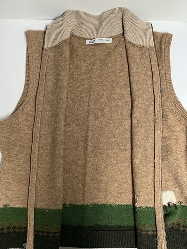Vintage Woolrich 100% Lamb Wool Women's Vest Sweater Front Zip Brown Sheep - Picture 5 of 9
