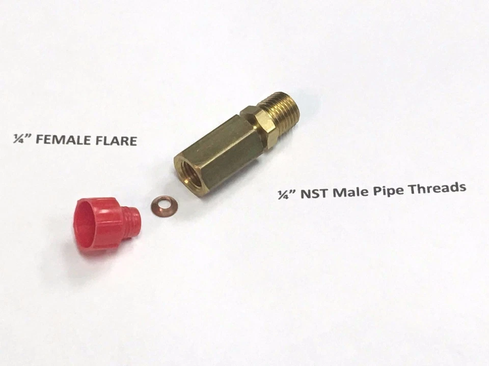 ANDERSON METALS Vacuum Pump Adapter, 1/4" Female Flare Solid to 1/4" NST Male Pipe Threads