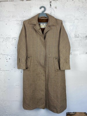 Rare Aquascutum Vintage Wool Plaid Trench Coat Size M