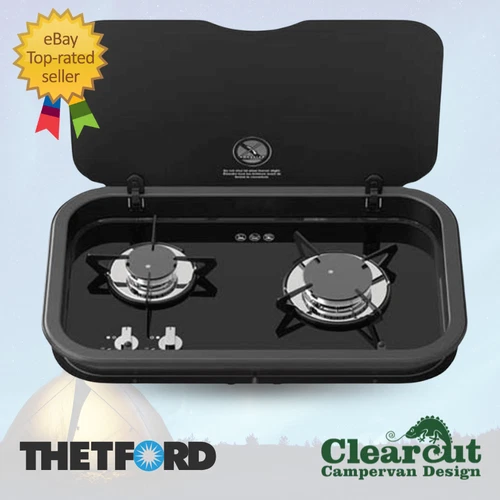 Thetford Topline 165 - 2 Burner Double Campervan Hob Unit with Glass Lid
