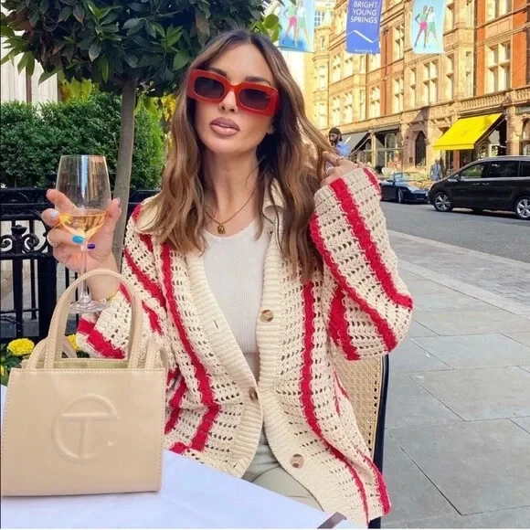 Zara red and white striped cardigan Clearance