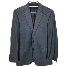Lauren Ralph Lauren Men Silk Wool Houndstooth Blazer Jacket Size 40 R Blue
