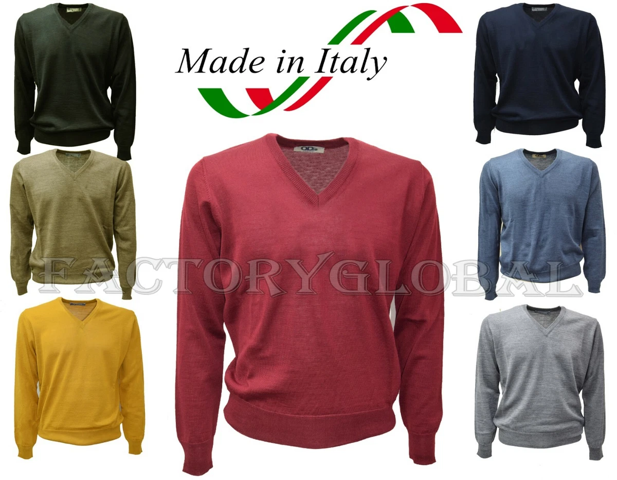 Men s Merino Wool Toe V Neck Sweater Under Jacket Made in Italy