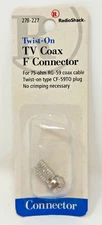RADIO SHACK Twist-On TV Coax F Connector for RG-59 - No Crimping Needed 278-227