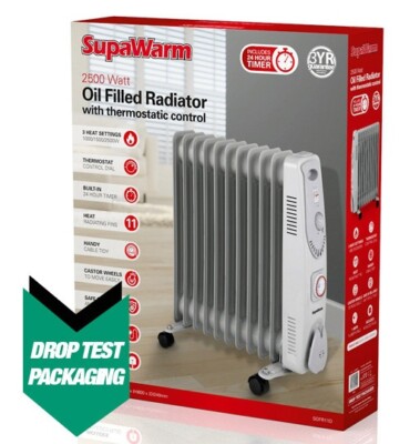 Supawarm 2.5KW 2500W Electric Oil Filled Portable Heater Thermostatic  Radiator | eBay