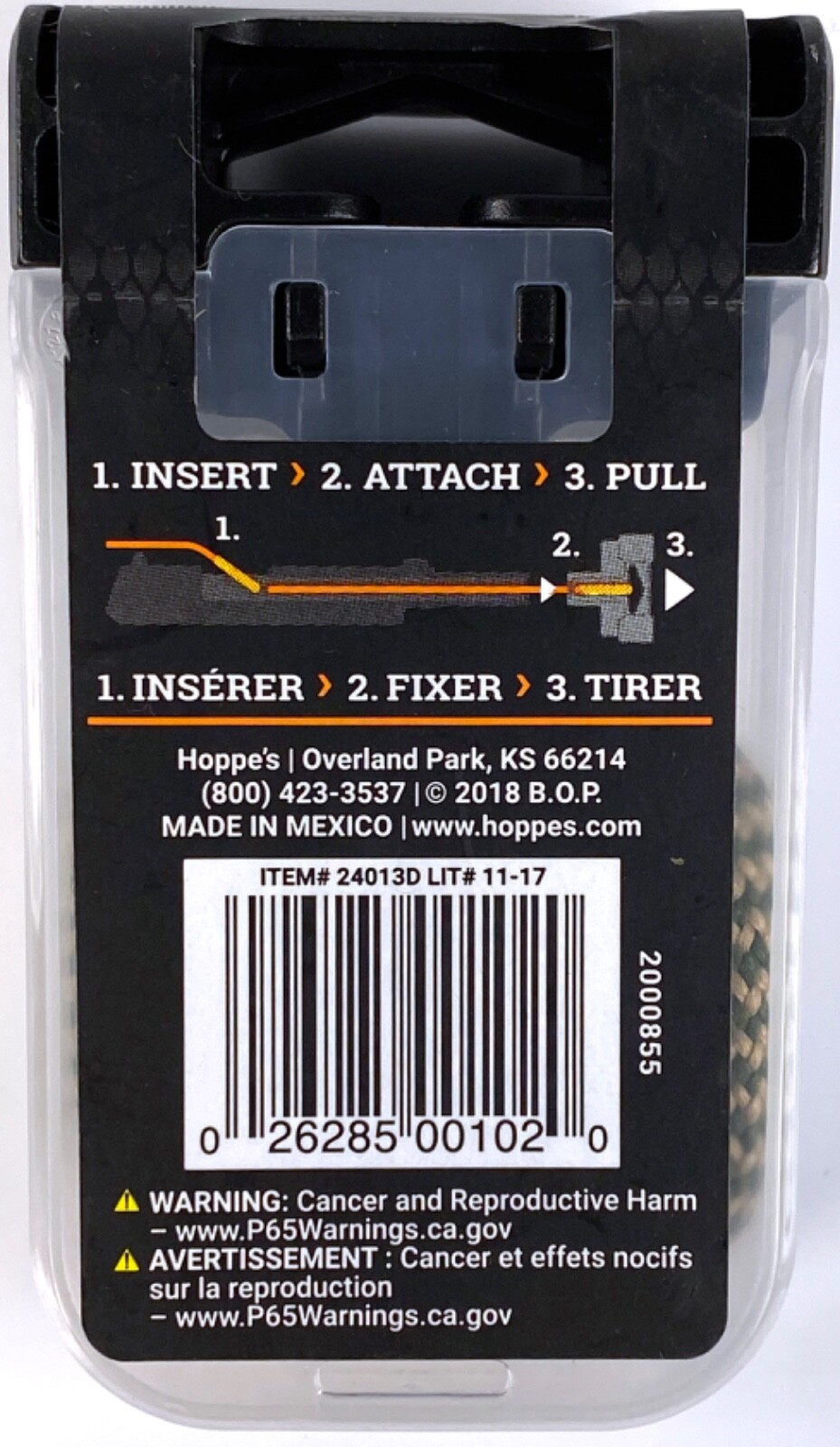 HOPPE'S 6.5mm, .247-.264 cal Rifle BORESNAKE DEN Cleaning Kit - 24013D