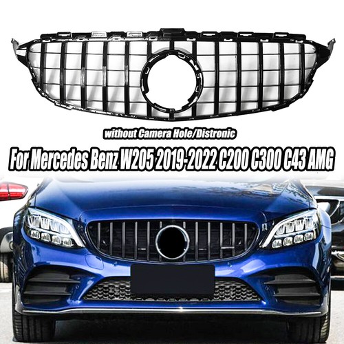 For Mercedes-Benz W205 C200 C300 19-2022 GT Front Bumper Grille W/O Camera Hole