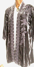Johnny Was Fully Embroidered Velvet Kimono "parina" Fits 10 Uk Mink Grey/brown