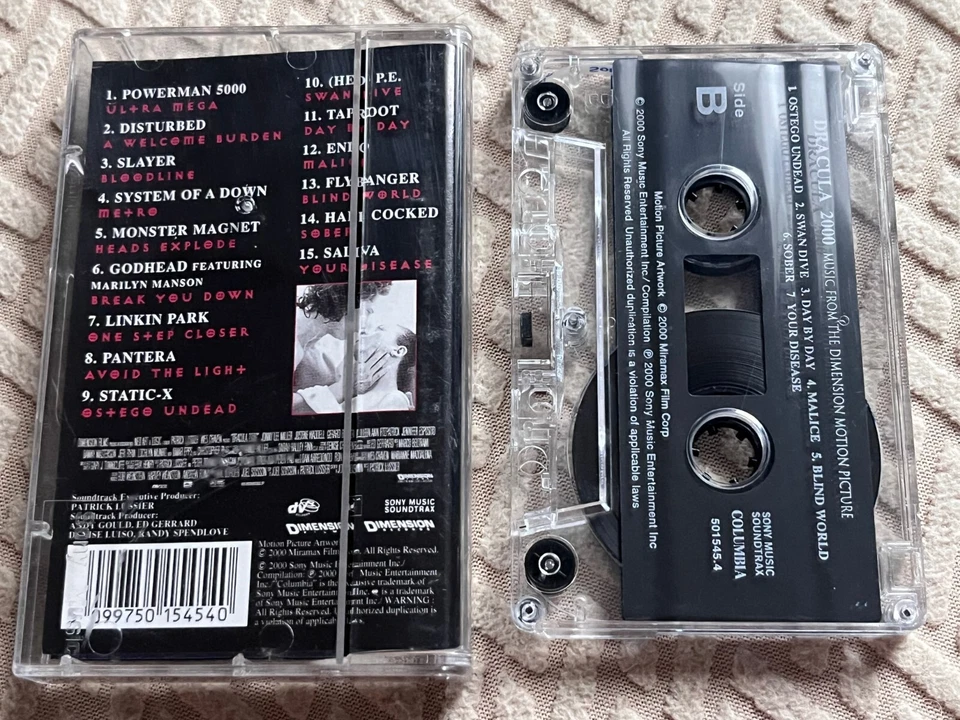 Dracula 2000 Soundtrack Cassette Tape System of a Down Disturbed Static-X (2000) - Image 3 of 3