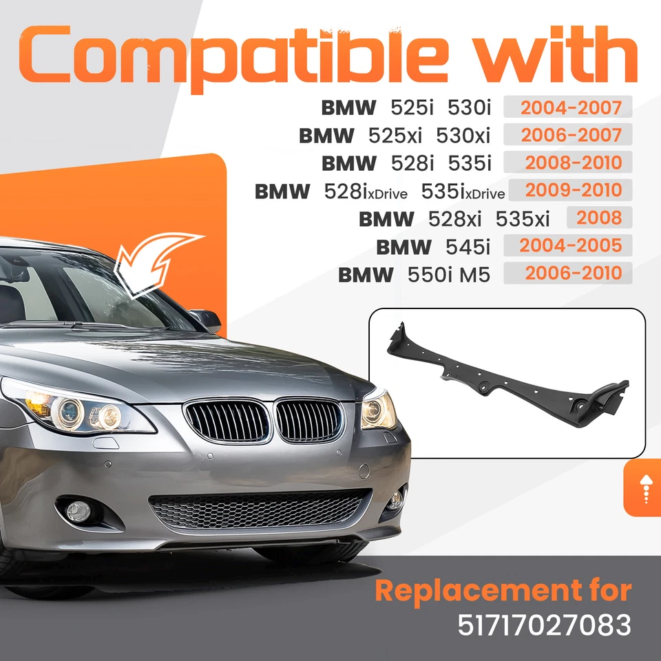 Windshield Cowl Panel Cover For BMW 525i 530i 545i 525xi 530xi 550i 2004-2010 - Image 2 of 4