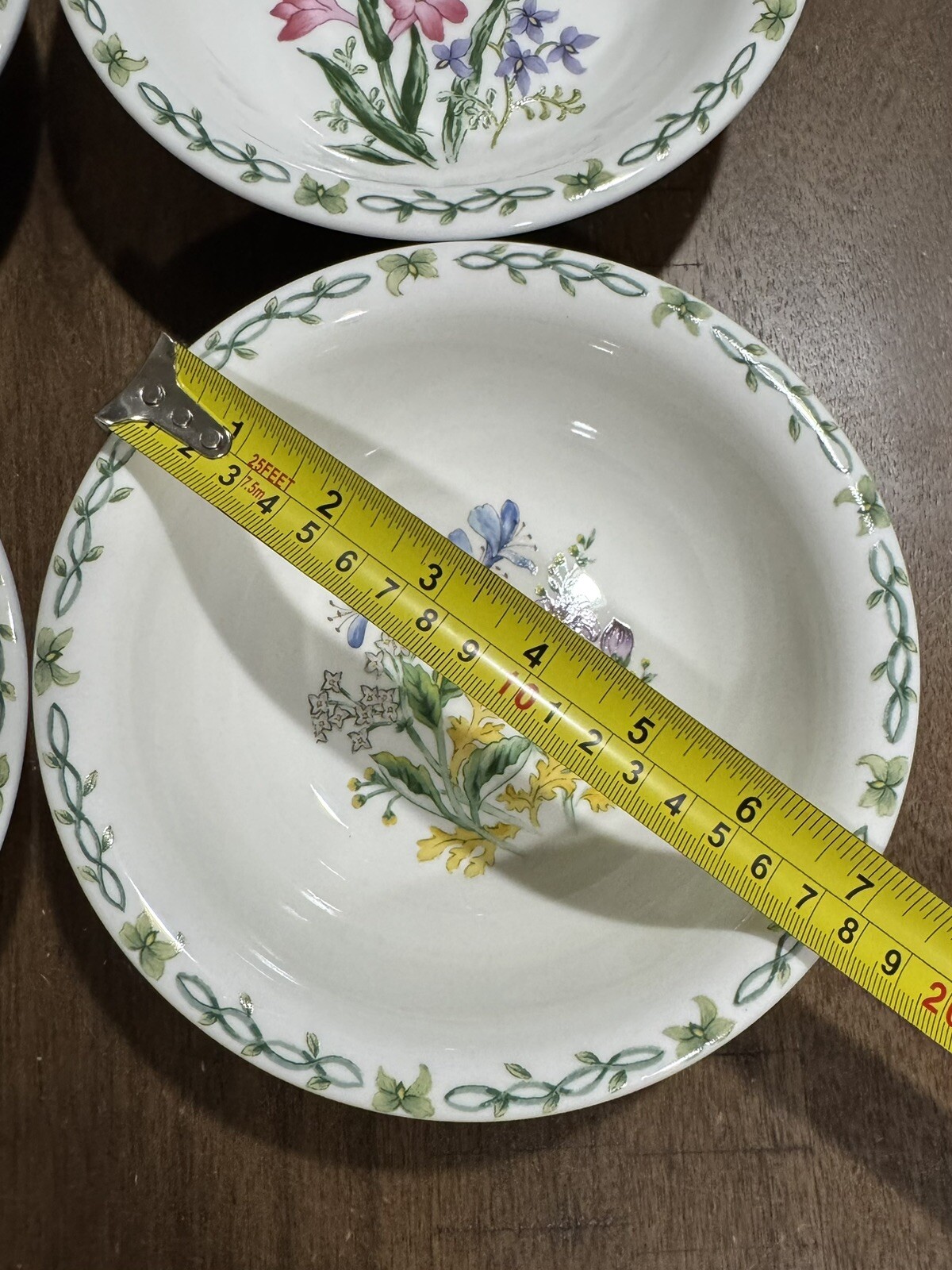 4 Thomson Pottery Floral Garden 7" Bowls Soup Cereal Iris Crocus Daffodils EUC!