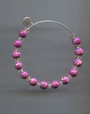 ALEX ANI SILVER PURPLE carousel swirl glass bracelet