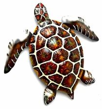 OCEAN SEA TURTLE WALL ART METAL PLAQUE NAUTICAL TROPICAL  loggerhead