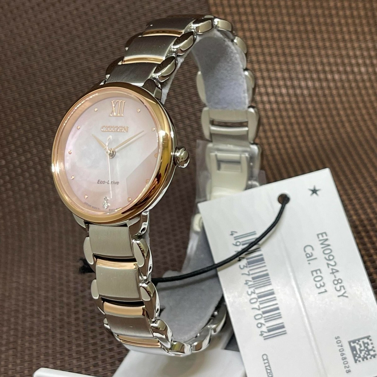 Citizen Eco-Drive EM0924-85Y Two Tone Rose Gold Pink Mother 