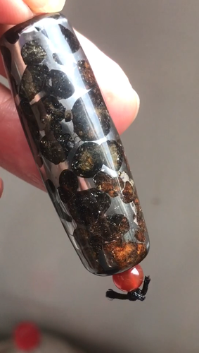 Sericho Pallasite Meteorite Perfect TianZhu Pendant Handmade Beads Sealed Glaz - Video 1 of 1