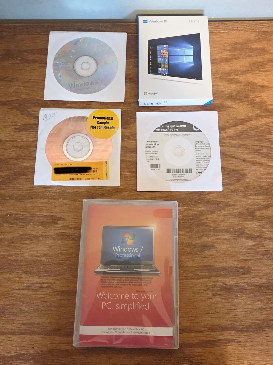 Microsoft Windows Lote 10 Discos Controlador Reinstalación Home, 10 Pro, XP Pro, 7 Pro LEER