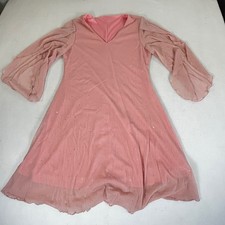 Sparkly Pink Flutter Sleeve V-Neck Mini Dress L/G Glitter Mesh Beach Cover Up