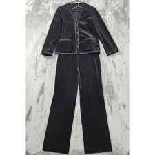 Vintage 70s ACTIII Velvet 2 Piece Pant Suit Size 12 Black Stretch Formal Goth