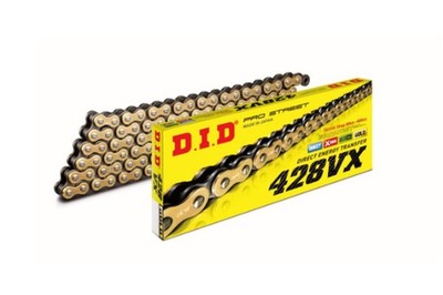 Motorradkette DID 428VXG&B O-Ring Gold 124 Glieder mit Vernietensatz