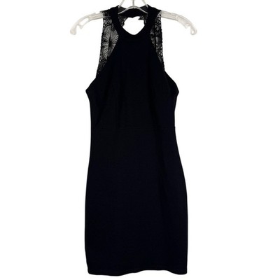 Lulus Endlessly Alluring Black Lace Bodycon High Neck Dress Size S Hoco Formal